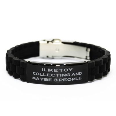 Cool Toy Collecting, I Like Toy Collecting and Maybe 3 People, Brilliant Holiday Black Glidelock Clasp Bracelet for Men Women