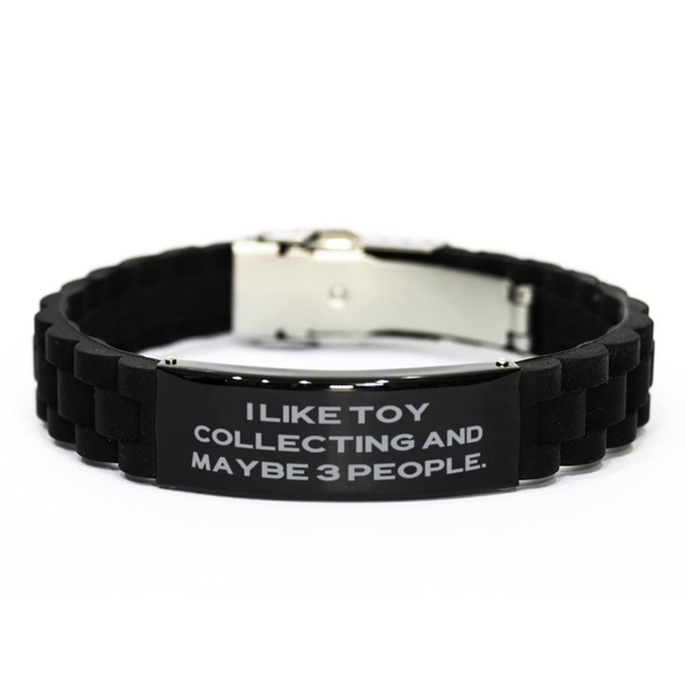 Cool Toy Collecting, I Like Toy Collecting and Maybe 3 People, Brilliant Holiday Black Glidelock Clasp Bracelet for Men Women