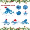 DolliBu Large Stuffed Santa Blue Octopus Plush - Super Soft Sea Creature Santa Stuffed Animal with Red Christmas Hat, Cute Octopus Toy for Holidays with Personalization - 16 Inch view 2
