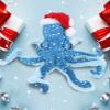 DolliBu Large Stuffed Santa Blue Octopus Plush - Super Soft Sea Creature Santa Stuffed Animal with Red Christmas Hat, Cute Octopus Toy for Holidays with Personalization - 16 Inch view 4