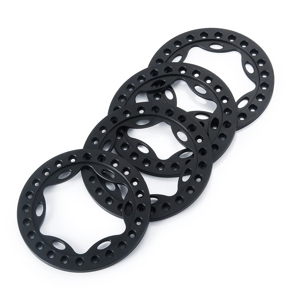 MOHERO 2.2" Beadlock Wheel Ring 4pcs Replacement Wheel Ring for 1/10 SCX10 90046 TRX4 TRX6 Wraith 90048 D90 (Black)