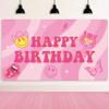 AellasNervalt Preppy Birthday Party Backdrop Hot Pink Smiling Face Lip Butterfly Banner Extra Large Y2k Happy Birthday Background Banners Photo Booth Prop Decor Supplies for Girls Party 6.6 x 3.8 ft view 1