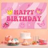 AellasNervalt Preppy Birthday Party Backdrop Hot Pink Smiling Face Lip Butterfly Banner Extra Large Y2k Happy Birthday Background Banners Photo Booth Prop Decor Supplies for Girls Party 6.6 x 3.8 ft view 4