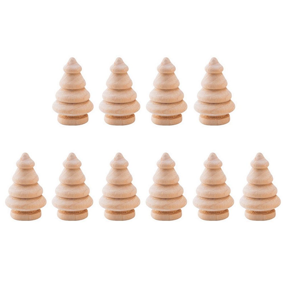 10 Pack Wooden Christmas Tree - Not Finished Wooden Peg Dolls - DIY Wood Art Crafts Home