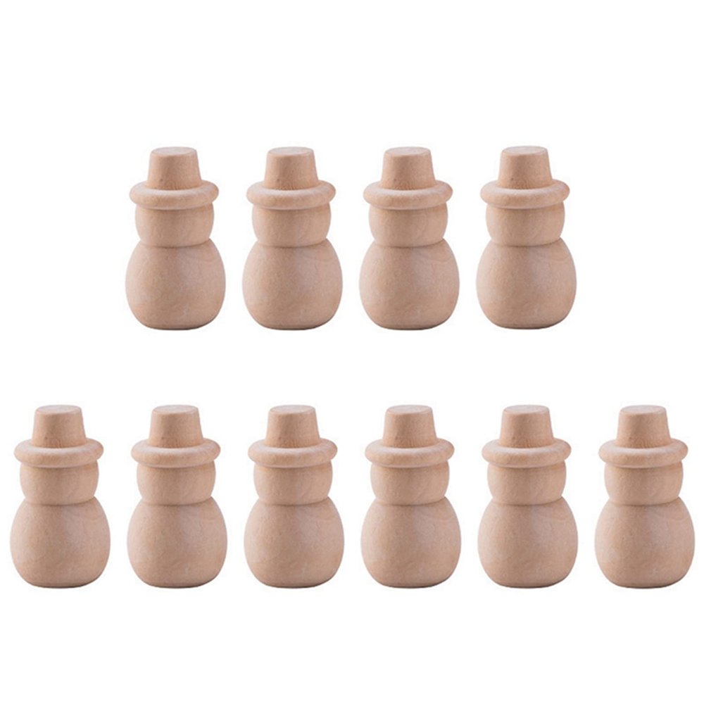 10 Pack Wooden Snowman Dolls for Christmas - Not Finished Wooden Peg Dolls DIY Wood Crafts