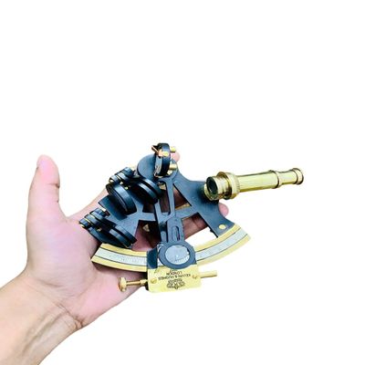 Kelvin & Hughes 1917 Brass Sextant Nautical Telescope Vintage Marine Ship Instrument with Wooden Glass Box