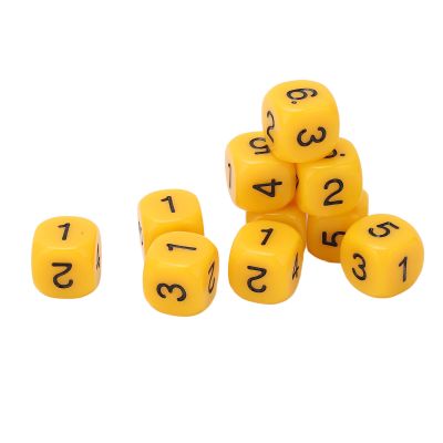 Number Dice, 20 6Sided Plastic Dice, Rounded Corners (Yellow)