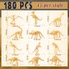 Sratte 180 Pcs Dinosaur Fossil Skeletons Assorted Plastic Skeleton Bones Toy 2.5 Inch Figures Dinosaur Bones for Sand Dig Science Play Halloween Party Supplies Favors, 12 Styles view 2
