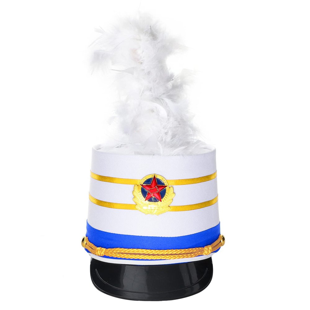 Alvivi Drum Major Soldier Nutcrackers Teen Adult Halloween Cosplay Party Marching Band Hat - Blue & White, One Size