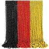 Kingdder 50 Pcs Bead Necklaces Mardi Gras Bead Necklaces Movie Night Party Decorations Metallic Colors (Black, Red and Gold) view 1