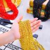Kingdder 50 Pcs Bead Necklaces Mardi Gras Bead Necklaces Movie Night Party Decorations Metallic Colors (Black, Red and Gold) view 4