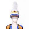winying Kids Drum Band Hat with Feather Toy Soldier Hat Drum Major Hat Costume Ceremonial Hat Majorette Hat Blue&White One Size view 2