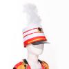 winying Kids Drum Band Hat with Feather Toy Soldier Hat Drum Major Hat Costume Ceremonial Hat Majorette Hat Red&White One Size view 3