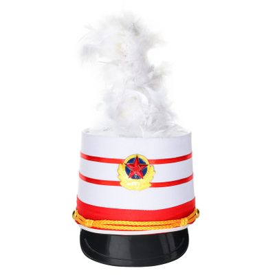 Alvivi Drum Major Soldier Nutcrackers Teen Adult Halloween Cosplay Party Marching Band Hat - Red & White, One Size