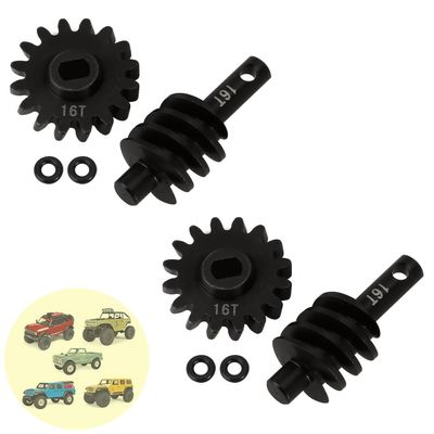 2pcs Steel Axle Differentials Gear 13T/2T Front and Rear Overdrive Differential Worm Gear for Axial SCX24 1/24 RC Crawler Truck Car Upgrades Parts Accessories (2T-16T)