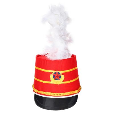 winying Kids Drum Band Hat with Feather Toy Soldier Hat Drum Major Hat Costume Ceremonial Hat Majorette Hat Red One Size