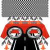 29 Pcs Race Car Birthday Party Supplies, Include 2 Plastic Table Cloth, Black Race Track Running Mat, 16 Checkered Flag, 8 Orange Traffic Cones, 2 Tire Tube Swim Ring for Racing Theme Party Decoration view 1