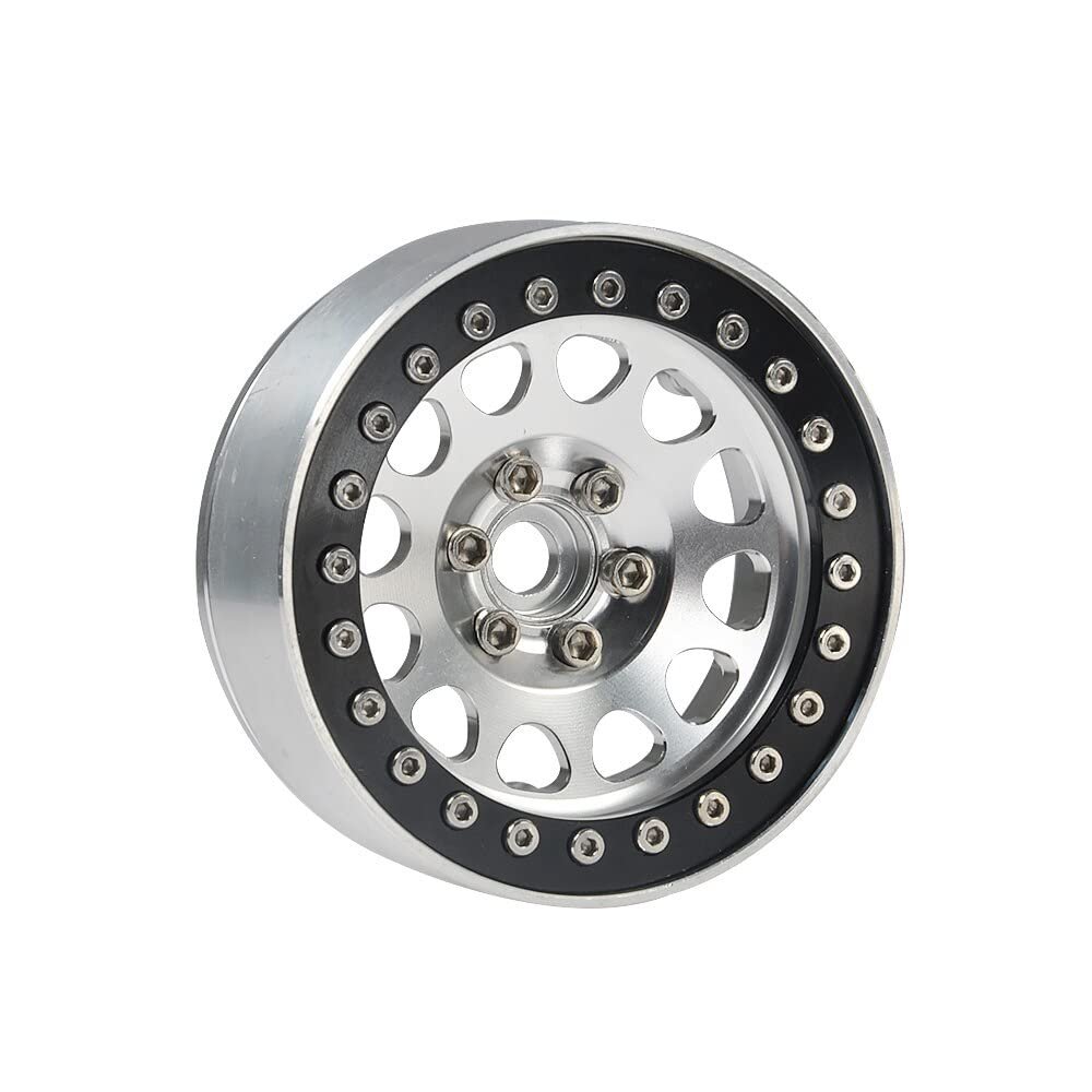2.2" Beadlock Wheel Rim Hub for Axial SCX10 D90 Wraith Traxxas TRX4 1/10 RC Crawler Car Wheels Tires Upgrade Accessories ( Color : Black Silver 1PCS )
