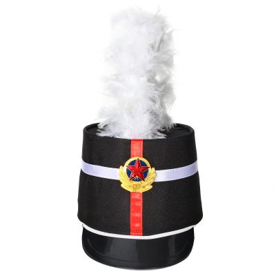 winying Kids Drum Band Hat with Feather Toy Soldier Hat Drum Major Hat Costume Ceremonial Hat Majorette Hat Black One Size