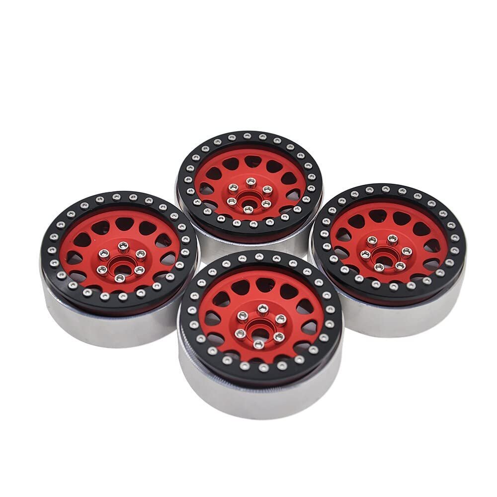 2.2" Beadlock Wheel Rim Hub for Axial SCX10 D90 Wraith Traxxas TRX4 1/10 RC Crawler Car Wheels Tires Upgrade Accessories ( Color : Red 4PCS )