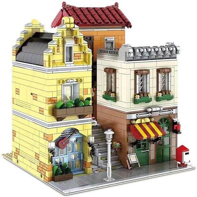 General Jim's Music Store & Coffee Caf Street View Modular City Building Block Set, 3,103 Pieces with Light Kit, European Style Architecture Display Model | GJ LMS