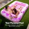 SLOOSH Inflatable Tanning Pool Lounger Float, 85" x 57" Extra Large Pool Floats Adult with Pillow, 4 in 1 Suntan Tub Raft Floatie,Sunbathing Bed Lounge Blow Up Ball Pit Party Gifts, XL-Hot Pink view 3
