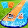 Sloosh 22.5FT Double Water Slides, Heavy Duty Lawn Slide with Sprinkler and 2 Inflatable Boards Backyard Yard Lawn Summer Outdoor Water Toy for Kids Adults view 1