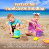 JOYIN Foldable Beach Bucket Set - 3 Packs Collapsible Toy Buckets with Shovels and Mesh Backpack for Kids Toddlers Party, Camping Gear, Travelling, Fishing Water Pail (Pink/Purple/Green) view 2