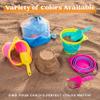 JOYIN Foldable Beach Bucket Set - 3 Packs Collapsible Toy Buckets with Shovels and Mesh Backpack for Kids Toddlers Party, Camping Gear, Travelling, Fishing Water Pail (Pink/Purple/Green) view 3
