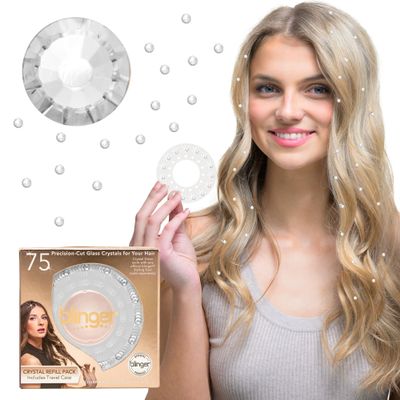 blinger Shimmer Crystal Refill Pack as seen on Shark Tank | 5 Discs 75 Precision-Cut Glass Crystals | Hair-Safe Accessories | Styling Tool not included | Crystal 4 mm