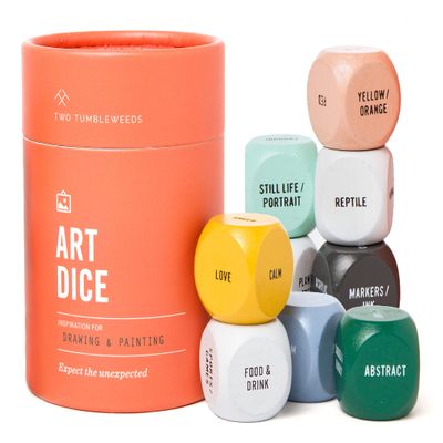 Two Tumbleweeds Art Dice - Drawing & Painting Game for Adults, Artists & Teachers - Set of 9 Dice for Creative Inspiration - Drawing Prompts for Studio and Classroom - Gift for Artist - 1+ Players