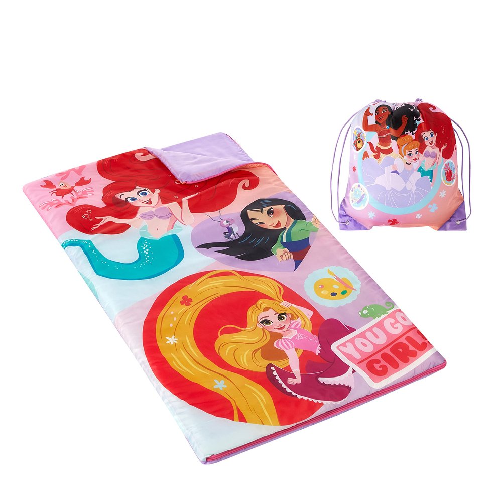 Disney Princess 2 Piece Sling Bag and Sleeping Bag Set for Kids, 30" Wx54 L, Ages 3+