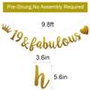 19 & Fabulous Banner, Pre-Strung, Funny Gold Paper Glitter Party Decorations for 19th Birthday Party Supplies, Letters Gold,ABCpartyland view 2