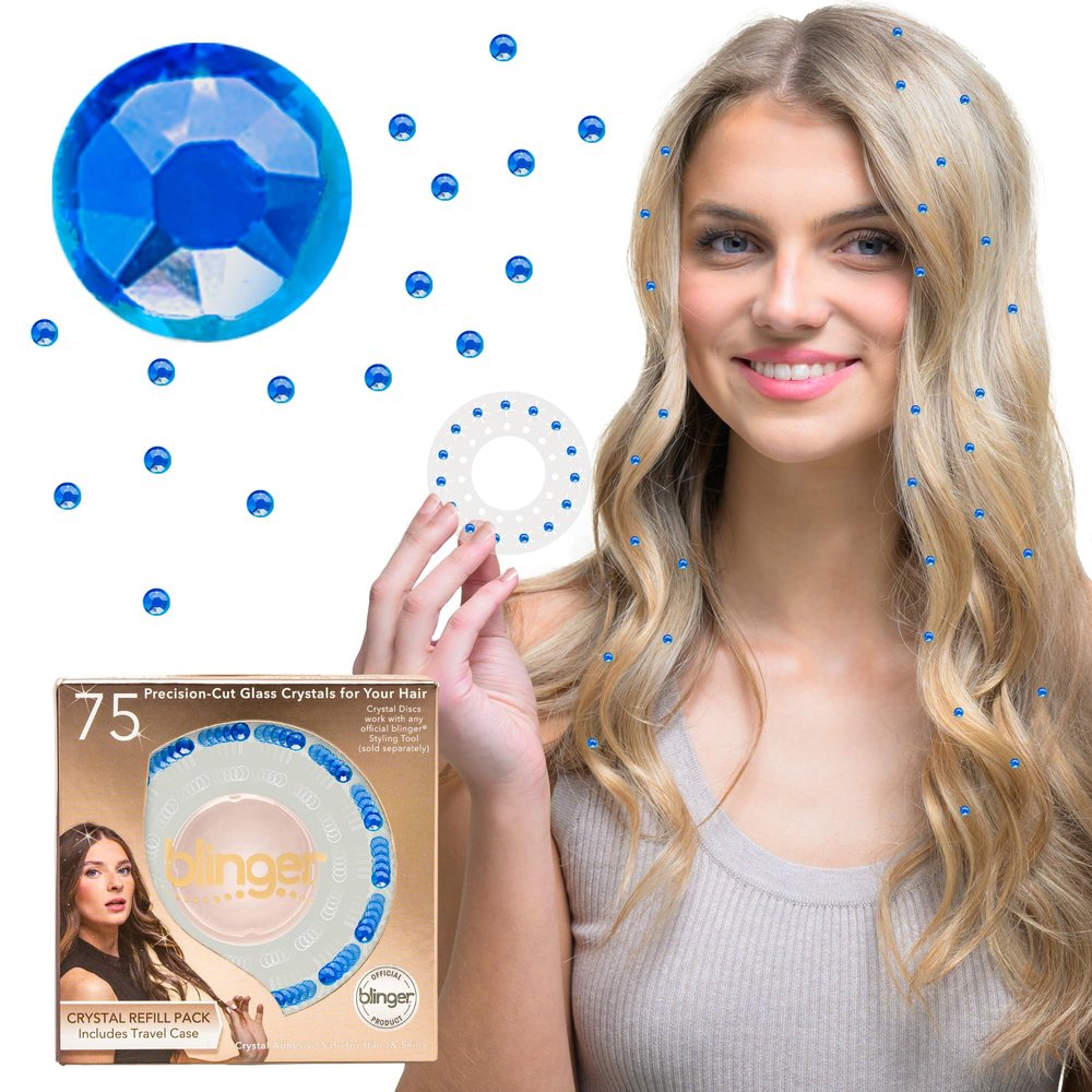 blinger Shimmer Crystal Refill Pack  as seen on Shark Tank | 5 Discs  75 Precision-Cut Glass Crystals | Hair-Safe Accessories | Styling Tool Not Included| Rose 4 mm