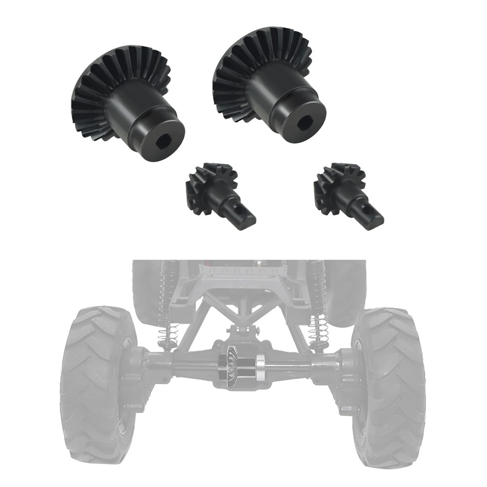 FCX24 RC Car Gear,4PCS Metal Harden Steel Gear Set Part for FMS 1/24 FCX24 RC Power Wagon Xiaoqi RC Car Metal Gear Part(Black)