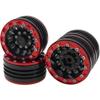 4Pack HIRCQOO Metal 1.9 Wheels 1.9'' Beadlock Wheel Rims Hubs Compatible with Traxxas TRX4 Axial SCX10 JL SCX10-II D90 D110 Tamiya CC01 1/10 RC Crawler (Red) view 1