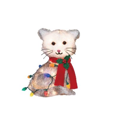 20" Christmas LED Kitty Indoor Outdoor Holiday Light Up Plush Cat 45 Lights