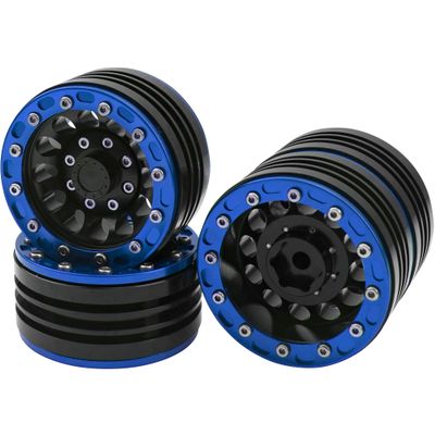 4Pack HIRCQOO Metal 1.9 Wheels 1.9'' Beadlock Wheel Rims Hubs Compatible with Traxxas TRX4 Axial SCX10 JL SCX10-II D90 D110 Tamiya CC01 1/10 RC Crawler (Blue)