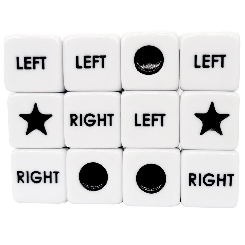 Ahoper Right Left Center Dice Only 12 Dices Prime Dice Game six Sided 16mm Standard Size, Easy to Grip