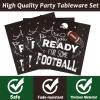 96 Pieces Football Tableware Set 24 Guests for Football Birthday Table Decorations Supplies Touchdown Football Game Day Party Dessert Plates Napkins Forks Birthday Party Favors view 2