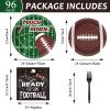 96 Pieces Football Tableware Set 24 Guests for Football Birthday Table Decorations Supplies Touchdown Football Game Day Party Dessert Plates Napkins Forks Birthday Party Favors view 3