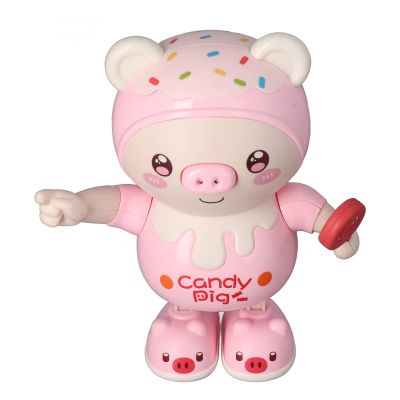 LBEC Dancing Pig Music Toy, Soft Lighting Early Education Rounded Corner Adorable Electronic Dancing Pig Clear Sound Safe Play for Home Use (Pink)