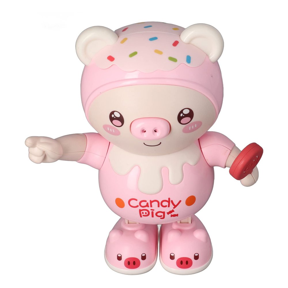LBEC Dancing Pig Music Toy, Soft Lighting Early Education Rounded Corner Adorable Electronic Dancing Pig Clear Sound Safe Play for Home Use (Pink)