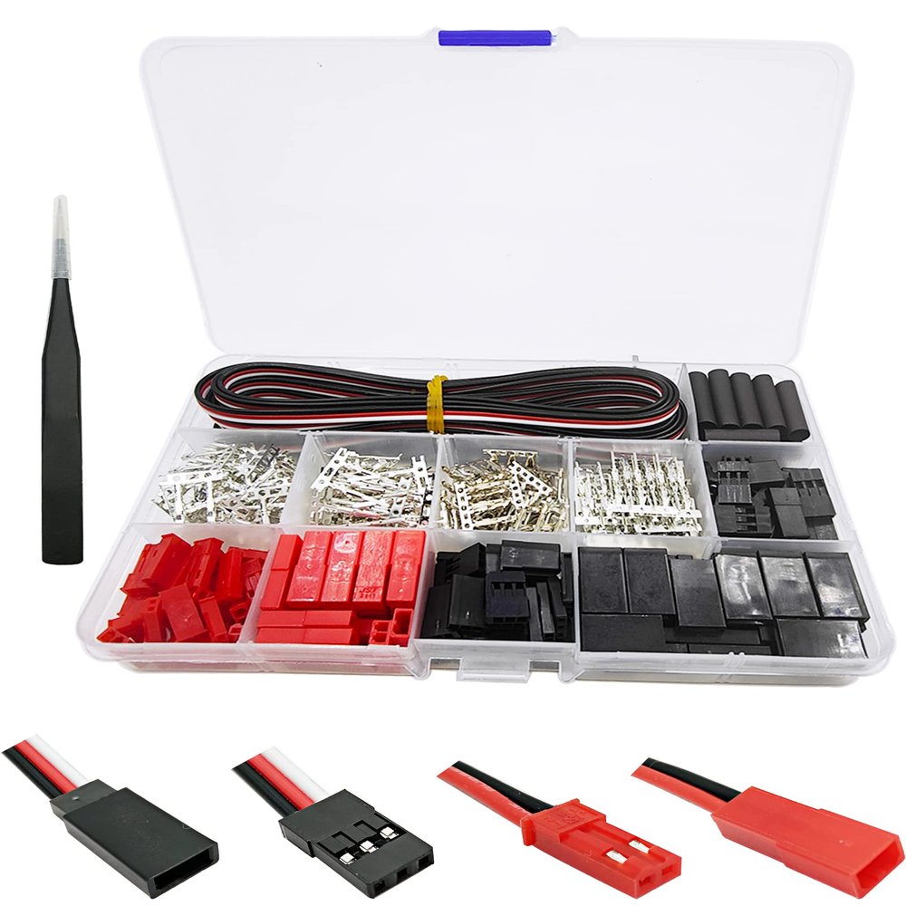 HOPLEX 60Sets JST Servo Connector Kits Plug Male/Female Crimp Pin Cable Kit Compatible JST SYP Futaba servo Wire Extension Cable for RC Car Hitec Spektrum Model Airplanes