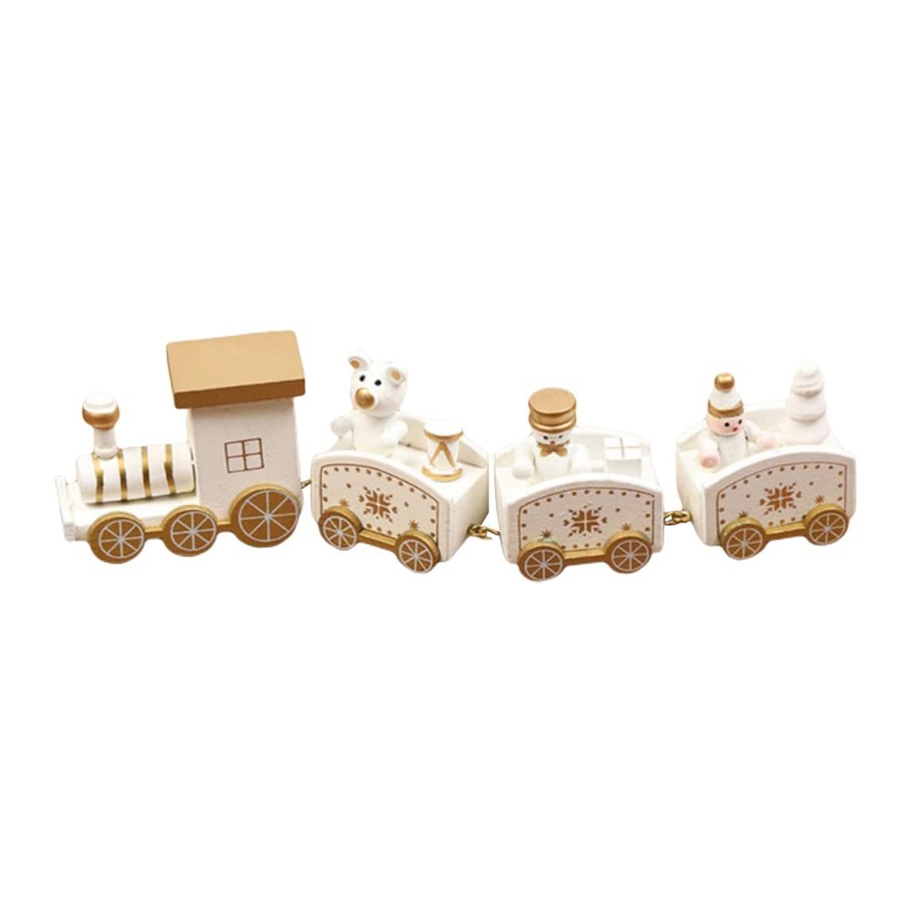 Christmas Wooden Train Rail Winter Wonderland Train Mini Train Decor Set Christmas Decoration Snowman Wood Train Sets Christmas Ornament Toy for Christmas Party, Kids and Adults Gift, Home Decor