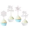 24 Pack Snowflake Cupcake Toppers Glitter Winter Oh Baby Cupcake Picks Winter Frozen Cake Decorations Snowflake Christmas Baby Shower Kids Birthday Party Supplies White view 1