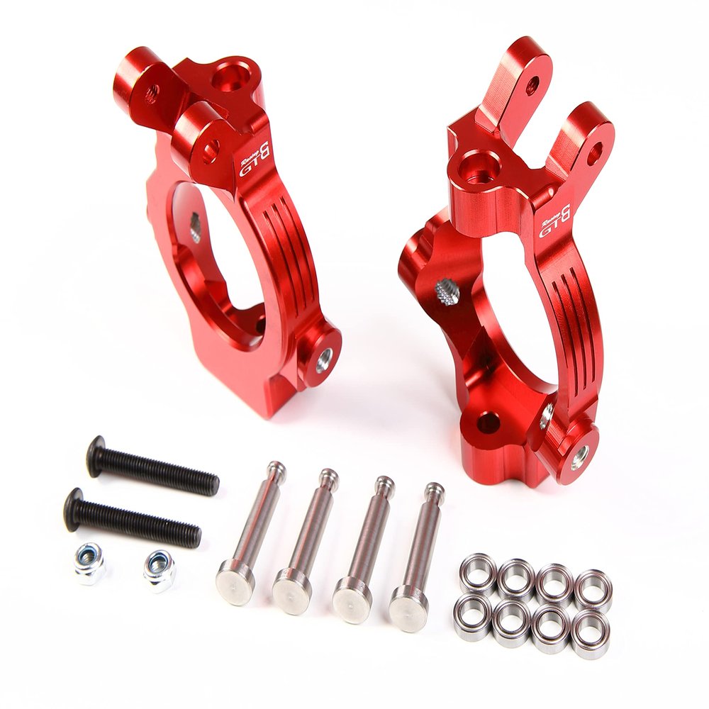 GTBRacing CNC Aluminum C-Hub Metal 1/5 RC Car LOSI 5ive -T C Hub Set Upgrade Parts (Red)