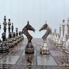 14" Handcrafted Russian Soviet Series Metal Chess Pieces & Board Set with Velvet Storage Box | Brass Metal Luxury Chess Set view 1