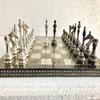 14" Handcrafted Russian Soviet Series Metal Chess Pieces & Board Set with Velvet Storage Box | Brass Metal Luxury Chess Set view 2