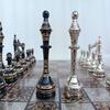 14" Handcrafted Russian Soviet Series Metal Chess Pieces & Board Set with Velvet Storage Box | Brass Metal Luxury Chess Set view 4